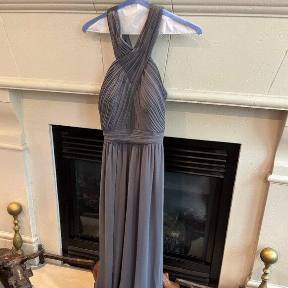 Bill Levkoff Chiffon Gray Bridesmaid Dress, Size 8 - Picture 1 of 16
